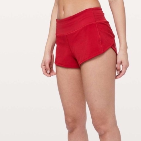 Lululemon shorts Red Speed Up 2.5 NEW size 12 lined running - Picture 1 of 8